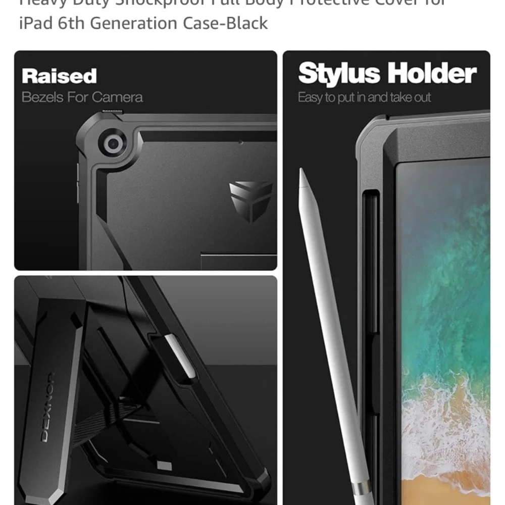 Black Heavy Duty Shockproof Case for iPad 6th Generation